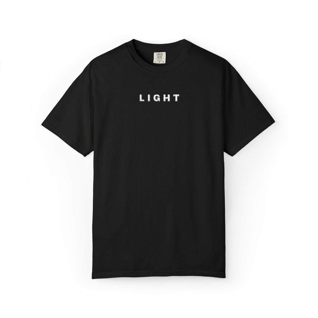 black, embroidered tee