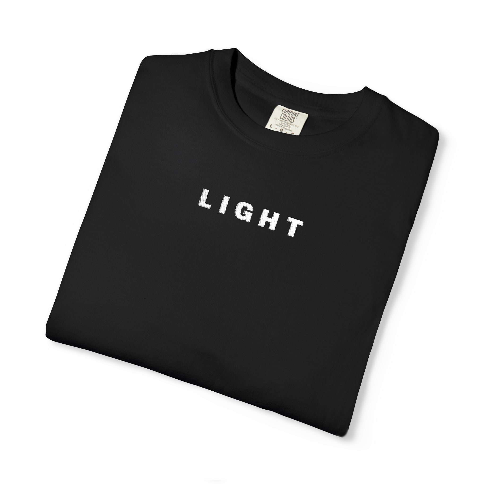 black, embroidered tee